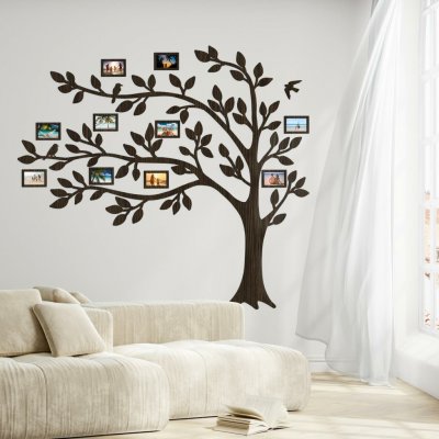 Dřevěný strom na zeď s fotorámečky | DUBLEZ – Zboží Dáma