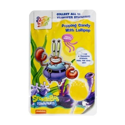 Sponge Bob popping candy lízátko s práskacím práškem a velkou samolepkou 15 g – Sleviste.cz