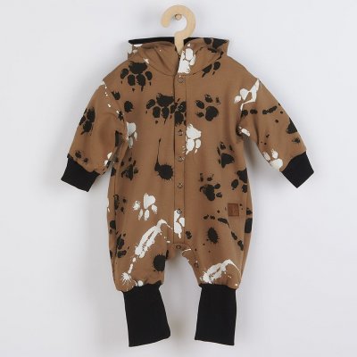 New Baby Kojenecký bavlněný overal s kapucí a oušky Paw modrý – Zboží Dáma