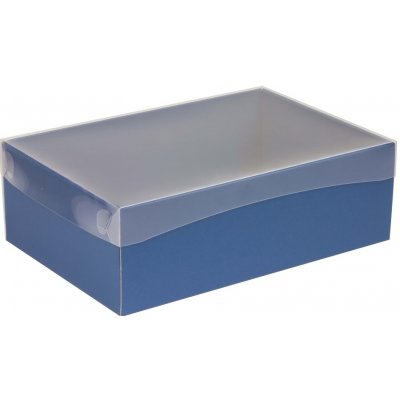 Dárková krabice s průhledným víkem 300x200x100/35 mm, modrá – Zboží Mobilmania