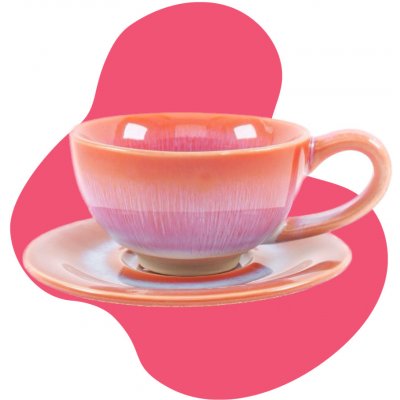 Penerini coffee Keramický šálek s podšálkem Pink 150 ml – Zboží Mobilmania