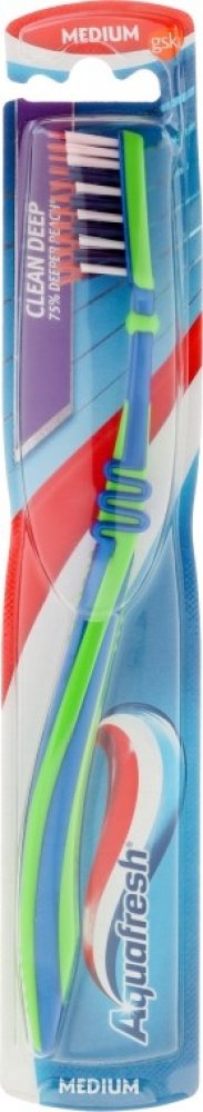 Aquafresh Clean Deep Zubní kartáček střední zeleno-modrý středí |  Srovnanicen.cz