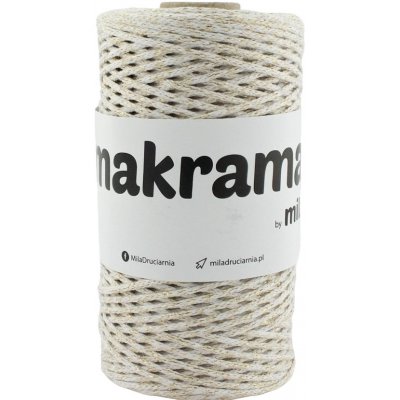 Šňůra MAKRAMA MILA 2mm/200m - Bílá zlatá – Zboží Dáma