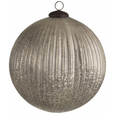 Stříbrná antik skleněná ozdoba koule XL - Ø 20 cm - J-Line by Jolipa – Hledejceny.cz