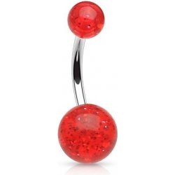 Šperky4U piercing do pupíku banánek se třpytkami BA01077-R