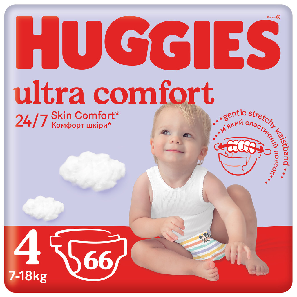HUGGIES Ultra Comfort Mega 4 7-18 kg 66 ks