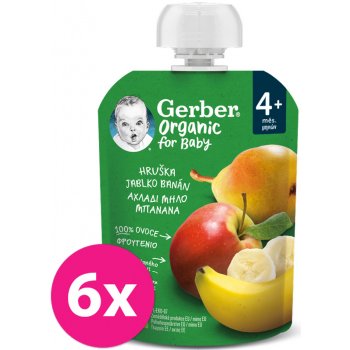 Gerber Organic kapsička hruška jablko a banán 16 x 90 g