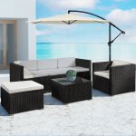 Juskys Zahradní ratanový set Punta Cana L černý/krémové podušky – Hledejceny.cz