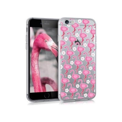 Pouzdro kwmobile Průhledné s designem plameňák Apple iPhone 6 růžové