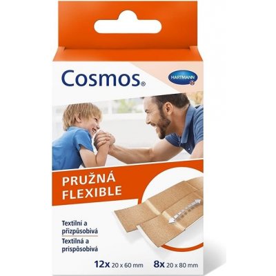 COSMOS pružná náplast 2 velikosti 20 ks (12 ks 2 × 6 cm a 8 ks 2 × 8 cm) – Zboží Mobilmania