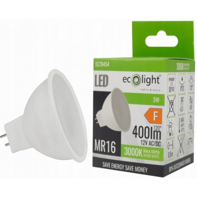 Eco Light LED žárovka MR16 12V 5W 400lm teplá bílá EC79454 – Hledejceny.cz