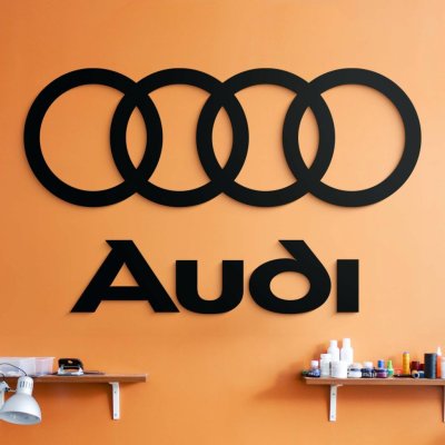 Dřevěné logo a nápis na zeď - Audi – Zbozi.Blesk.cz