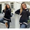 Dámský svetr a pulovr Fashionweek Dámská tunika pletená svetrová tunika dlouhý svetr asymetrický střih JK-KIRA Černá