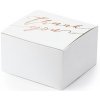 Svatební cukrovinka PartyDeco Dárková krabička bílá s růžovozlatým nápisem Thank you 10 ks