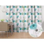 Biante Dekorační závěs TF-044 Tyrkysové růže na bílém 140x230 cm – Zboží Dáma