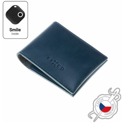 Kožená peněženka FIXED Smile Wallet se smart trackerem FIXED Smile PRO, modrá FIXSM-SMMW2-BL – Zboží Mobilmania