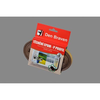 Den Braven - Těsnicí profil z EPDM pryže, P profil, 9 mm x 5,5 mm x 6 m, hnědý