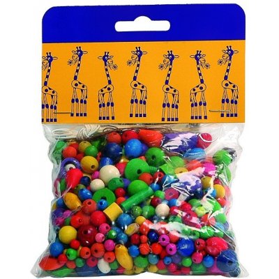 Detoa Dřevěné hračky - dřevěné korálky - Mix perlí barevných 100g