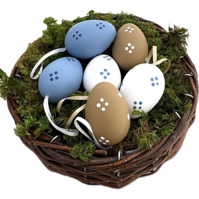 Plastová vajíčka na zavěšení 6 cm, mix barev/puntíky 6 ks v tubě – Zboží Mobilmania