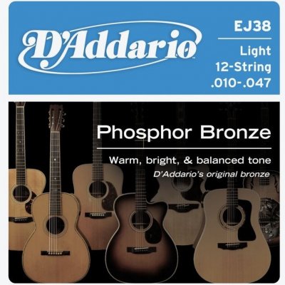 D'ADDARIO EJ38 Phosphor Bronze 12 Light - .010 - .047