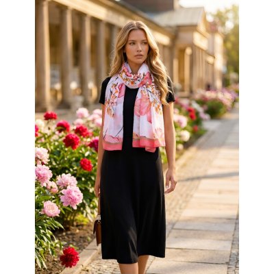 Classic Scarf šála s lososově růžovými květy – Zbozi.Blesk.cz