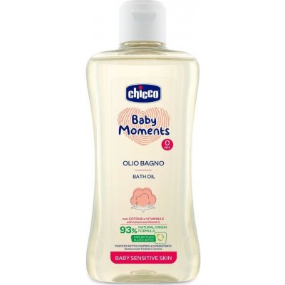 CHICCO Olej do koupele s bavlnou a vitamínem E Baby Moments Sensitive 93 % přírodních složek 200 ml