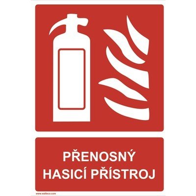 Samolepka "Přenosný hasicí přístroj" 105x75 mm – Zboží Dáma