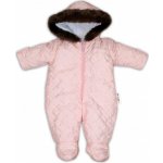 Baby Nellys ® Kombinéza s kapucí a kožíškem prošívaná bez šlapek sv. růžová – Sleviste.cz