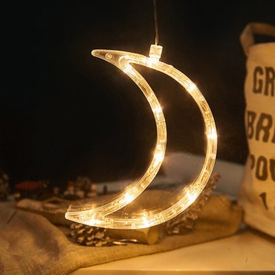 ROSNEK 2 kusy LED měsíční světelný řetěz Okenní světlo s přísavkou pro párty Vánoce Závěsné okno Deco
