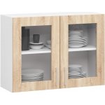 DobreSny Závěsná vitrína Lima 80 x 58 cm dub sonoma / bílá – Sleviste.cz