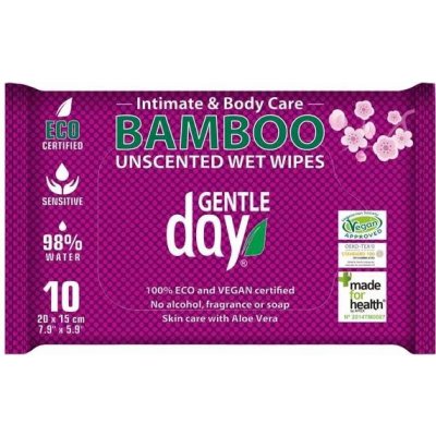 Gentle Day Bambusové vlhčené ubrousky pro intimní hygienu 10 ks – Zboží Dáma