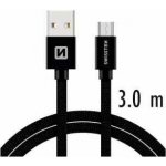 Swissten 71527901 USB 2.0 typ A na C 3m Kabel, USB 2.0, zástrčka A - zástrčka C, opletený, 3m, černý – Zboží Mobilmania