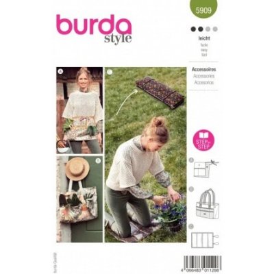 Střih na zahradní doplňky - zástěra, podložka, taška na nářadí Burda 5909 – Zboží Mobilmania