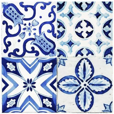Crearreda Samolepicí dekorace Tile Cover Azulejos 31223 Kachlík, modro-bílé ornamenty 3 archy 20x20 cm – Zboží Dáma