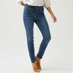 Úzké džíny s vysokým pasem střední výška postavy modrá – Hledejceny.cz
