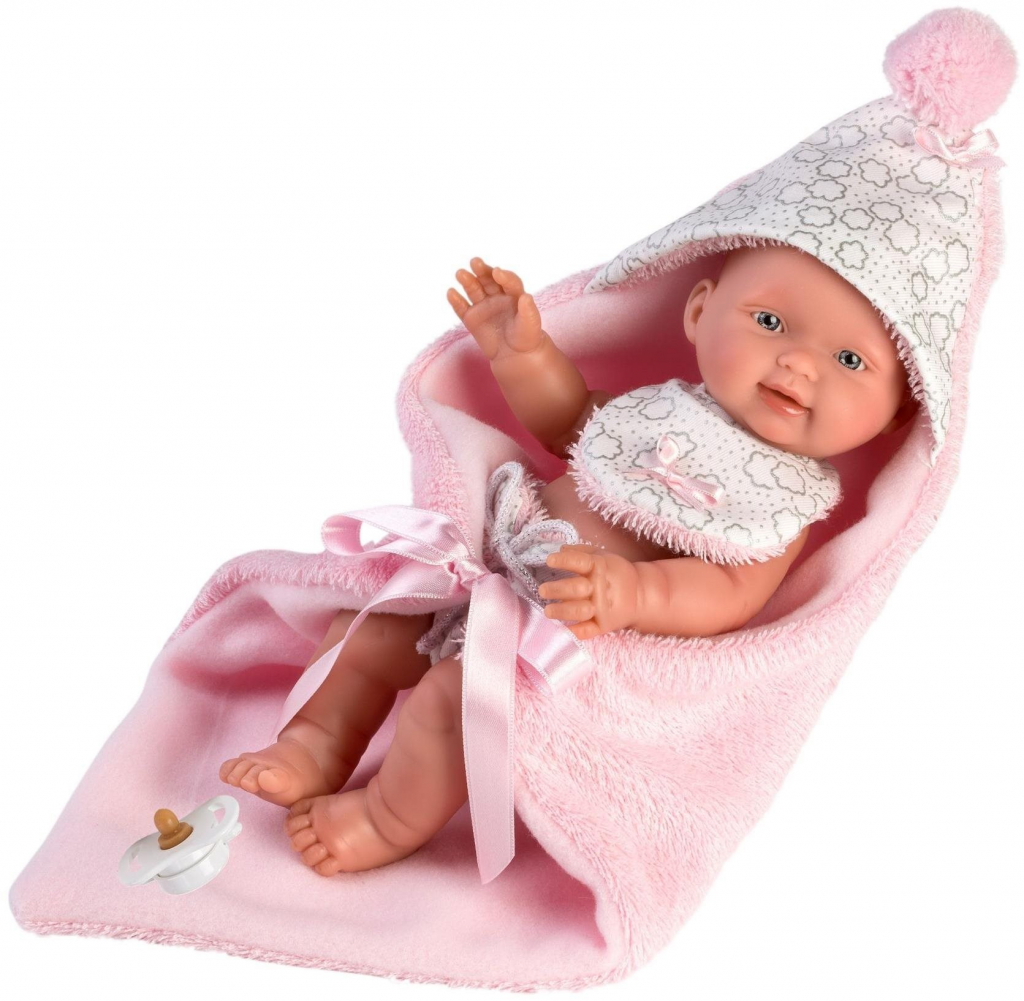 Llorens 26308 New born holčička realistická miminko s celovinylovým tělem 26 cm