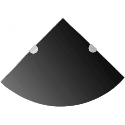 Nabytek XL Rohová police s chromovými podpěrami sklo černá 35x35 cm – Zboží Mobilmania