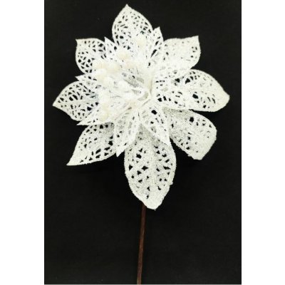 mykreative Dekorace zmrzlá růže bílá, glitter, 14 cm – Hledejceny.cz