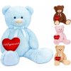 Plyšák Brubaker XXL medvídek světle modrý s oblíbeným lidským srdcem Cuddly Toy 100 cm