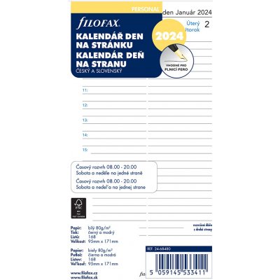 Filofax Denní kalendář 2024 náplň do osobních A6 diářů – Zboží Mobilmania