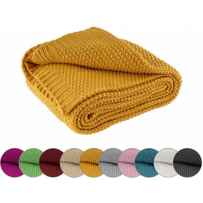 Wometo Deka pletená žlutá hořčicová kari 140x190 – Sleviste.cz