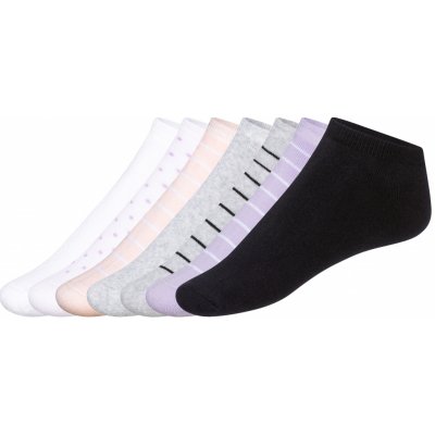 Esmara dámské nízké termo ponožky s BIO bavlnou 7 párů černá / růžová / bílá / lila fialová / šedá
