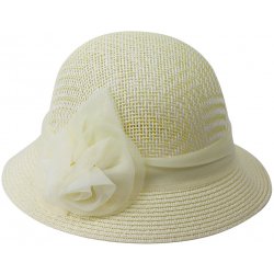 Biju Dámský slaměný klobouk s ozdobnou růží 9001171-1 žlutý