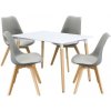 Jídelní stůl IDEA nábytek Jídelní stůl 120 x 80 QUATRO bílý + 4 židle QUATRO šedé
