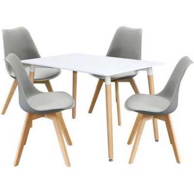 IDEA nábytek Jídelní stůl 120 x 80 QUATRO bílý + 4 židle QUATRO šedé – Zboží Mobilmania