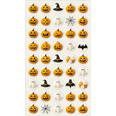 Sugar Stamp Pusinky předtištěné předlohy Halloween Předtištěný arch č.2 Dýně 1, pr 2 cm – Zboží Mobilmania