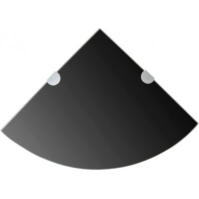 Nabytek XL Rohová police s chromovými podpěrami sklo černé 25x25 cm – Zboží Mobilmania