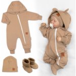 Baby Nellys Rostoucí teplákový overal pro miminko čepice botky 3D Nature karamelová – Zboží Dáma