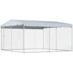 vidaXL Venkovní psí kotec se střechou 382 x 382 x 225 cm – Sleviste.cz