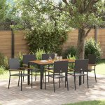 Omaxi 455277 Zahradní jídelní souprava 7 pcs Černá, Dřevo 150 x 90 x 75 cm – Hledejceny.cz